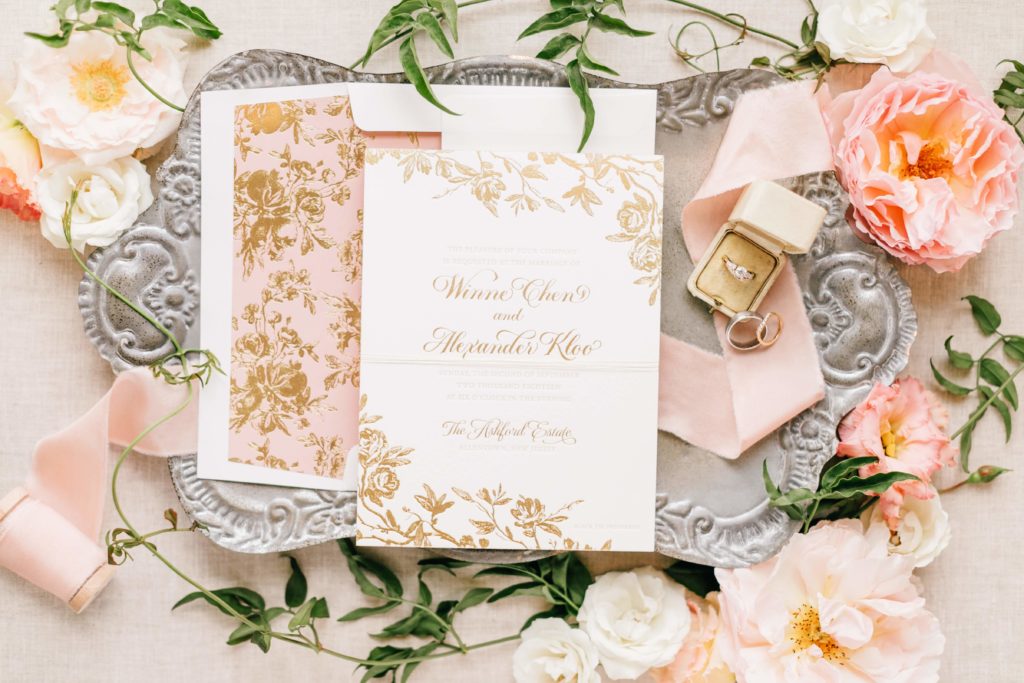 Invitation styling by Emily Wren Photography. Flowers by Sebesta Design.