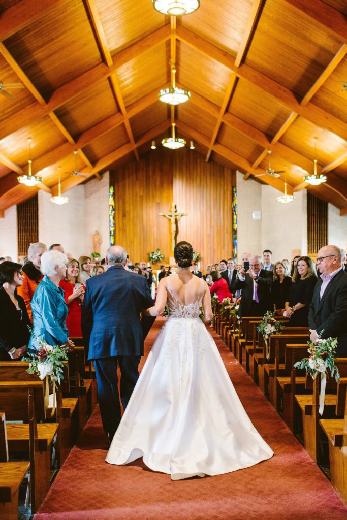 Elegant, Ethereal and Autumnal St. John Neumann Catholic Church Wedding Ceremony Designed by Sebesta Design, Photography by Redfield Photography